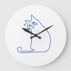 Grappige Cute Witte Kat Doodle Karakter Grote Klok