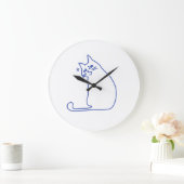 Grappige Cute Witte Kat Doodle Karakter Grote Klok (Huis)