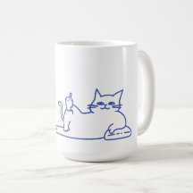 Grappige Cute Witte Kat Doodle Karakter