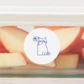 Grappige Cute Witte Kat Doodle Karakter Labels (Aangebracht)