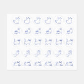 Grappige Cute Witte Kat Doodle Karakter Labels (Vel)