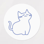 Grappige Cute Witte Kat Doodle Karakter Labels (Design 1)