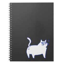 Grappige Cute Witte Kat Doodle Karakter Notitieboek