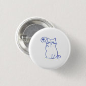 Grappige Cute Witte Kat Doodle Karakter Ronde Button 3,2 Cm (Voorkant /achterkant)