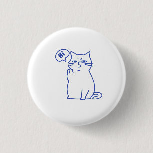 Grappige Cute Witte Kat Doodle Karakter Ronde Button 3,2 Cm