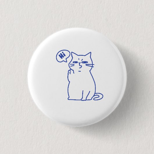 Grappige Cute Witte Kat Doodle Karakter Ronde Button 3,2 Cm (Voorkant)