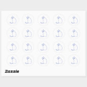 Grappige Cute Witte Kat Doodle Karakter Ronde Sticker (Vel)