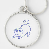 Grappige Cute Witte Kat Doodle Karakter Sleutelhanger (Voorkant)