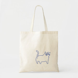 Grappige Cute Witte Kat Doodle Karakter Tote Bag