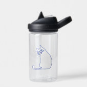 Grappige Cute Witte Kat Doodle Karakter Waterfles (Links)