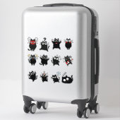 Grappige Cute Zwarte Kat Uitdrukkingen Sticker Pac (Koffer)