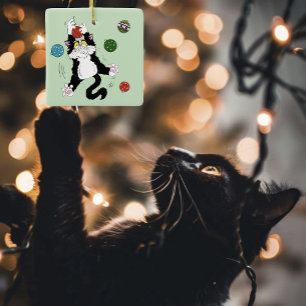 Grappige Cute Zwarte Witte Tuxedo Kat Vakantie Gro Keramisch Ornament