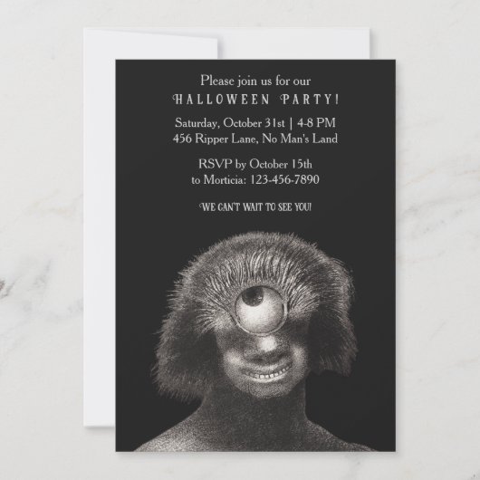 Grappige  Cyclops Halloween Party Uitnodiging (Voorkant)