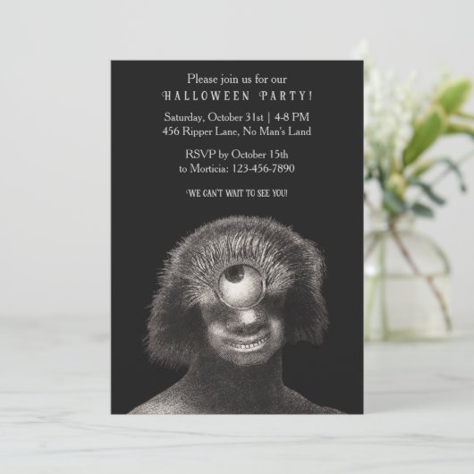Grappige Cyclops Halloween Party Uitnodiging (Staand voorkant)