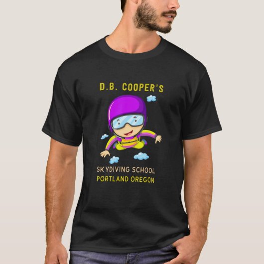 Grappige D B Cooper parachutespringersschool T-shirt (Voorkant)