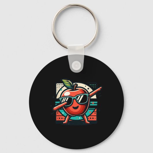 Grappige Dab Apple Dancing Dabbing Fruit Meme 1 Sleutelhanger (Voorkant)