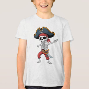 Grappige Dab Dabbing Skeleton Pirate Spooky Hallow Tri-Blend Shirt
