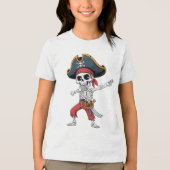 Grappige Dab Dabbing Skeleton Pirate Spooky Hallow Tri-Blend Shirt (Voorkant)