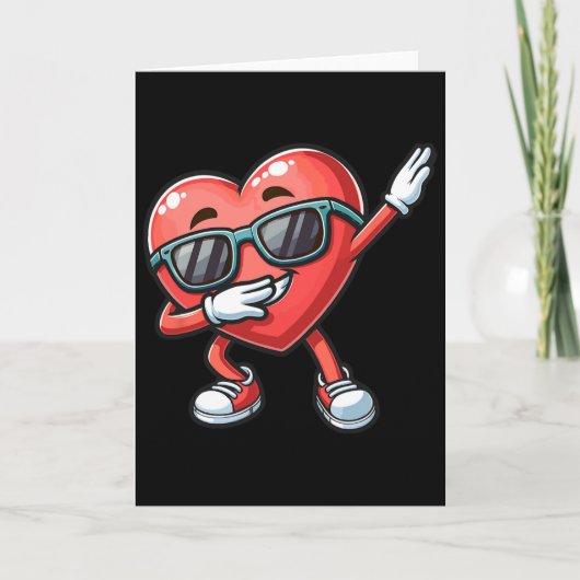 Grappige Dab-hart Valentijnsdag Dab-dans Kinderen Kaart (Voorkant)
