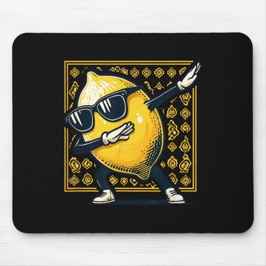 Grappige Dab Lemon Dancing Retro Fruit Muismat (Voorkant)