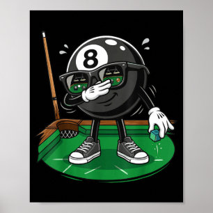 Grappige dabbing 8 ball pool speler biljart team poster