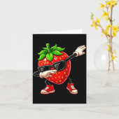 Grappige Dabbing Aardbei Zomer Fruit Liefhebber Ma Kaart (Gele Bloem)