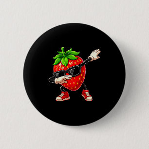 Grappige Dabbing Aardbei Zomer Fruit Liefhebber Ma Ronde Button 5,7 Cm