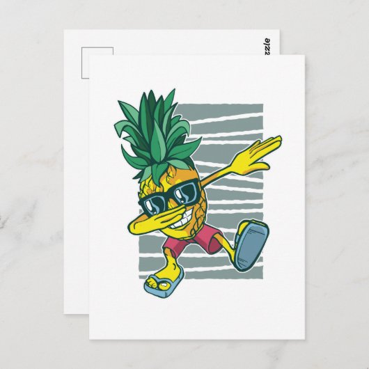 Grappige Dabbing Ananas Cartoon Tiener Grafische V Briefkaart (Voorkant / Achterkant)