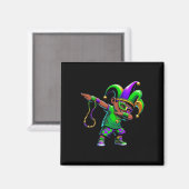 Grappige Dabbing Boy Mardi Gras Carnaval Parade Bo Magneet (Voorkant / Achterkant)
