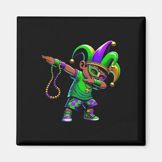 Grappige Dabbing Boy Mardi Gras Carnaval Parade Bo Magneet (Voorkant)