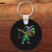 Grappige Dabbing Boy Mardi Gras Carnaval Parade Bo Sleutelhanger (Voorkant)