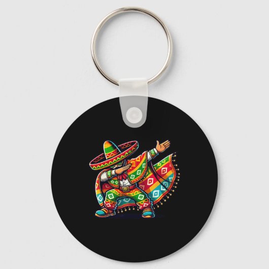 Grappige Dabbing Boys Mexicaanse Poncho Cinco De M Sleutelhanger (Voorkant)