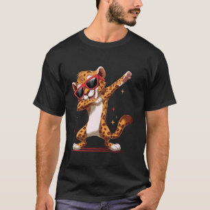Grappige Dabbing Cheetah Junglekat Dans Dier Prin T-shirt