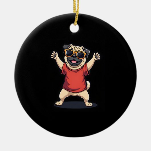 Grappige Dabbing Dab Pug Hond Huisdieren Dans Dier Keramisch Ornament (Voorkant)