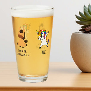 Grappige Dabbing Eenhoorn Human Resources HR Cadea Glas