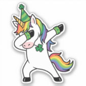 Grappige Dabbing Eenhoorn Regenboog St. Patrick's  Sticker (Voorkant)