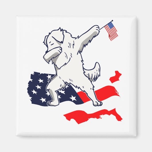 Grappige Dabbing Grote Pyreneeën op Amerikaanse vl Magneet (Voorkant)