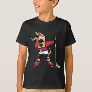 Grappige Dabbing Hond Servië IJshockey Fans T-shir T-shirt
