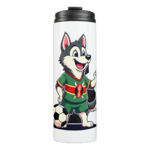 Grappige Dabbing Husky Hond Kenia Voetbal - Keniaa Thermosbeker