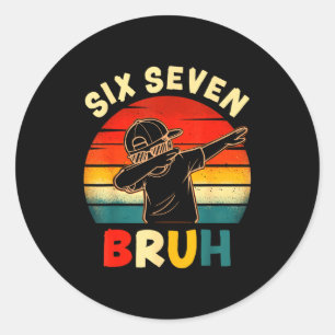Grappige Dabbing Jongen Zes Zeven Bruh 67 Meme 6 7 Ronde Sticker