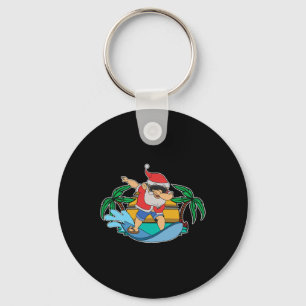 Grappige Dabbing Kerstman Surft Zomer Kerstmis Sleutelhanger