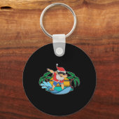Grappige Dabbing Kerstman Surft Zomer Kerstmis Sleutelhanger (Voorkant)