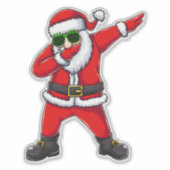 Grappige Dabbing Kerstman Zonnebril Trendy Kerstmi Sticker (Voorkant)