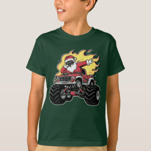Grappige Dabbing Kerstman Zwarte Quad Monstertruck T-shirt