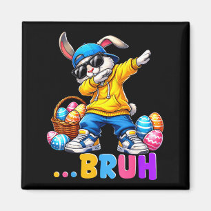 Grappige Dabbing Konijn Bruh Gelukkig Pasen Shirts Magneet