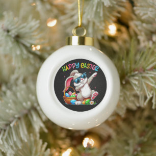 Grappige Dabbing Konijn Pasen Gelukkig Pasen Keramische Bal Ornament
