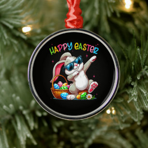 Grappige Dabbing Konijn Pasen Gelukkig Pasen Metalen Ornament