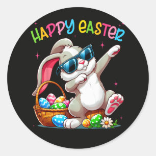 Grappige Dabbing Konijn Pasen Gelukkig Pasen Ronde Sticker