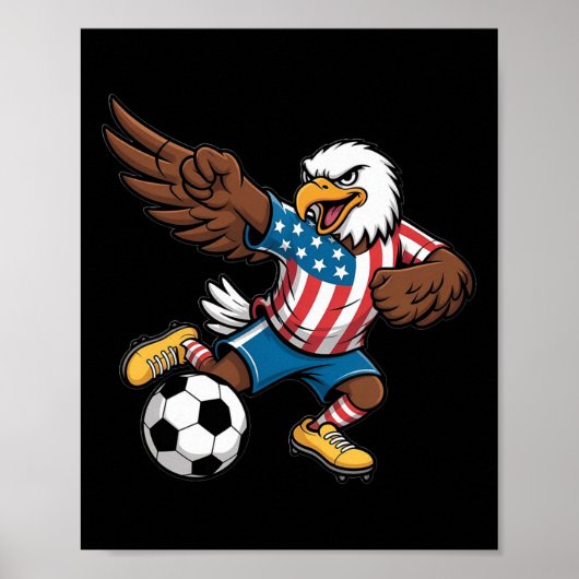 Grappige Dabbing Ld Eagle Usa Voetbal - Usa Vlag V Poster (Voorkant)