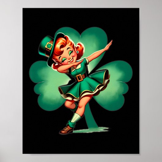 Grappige Dabbing Leprechaun Vintage St Patricks Da Poster (Voorkant)